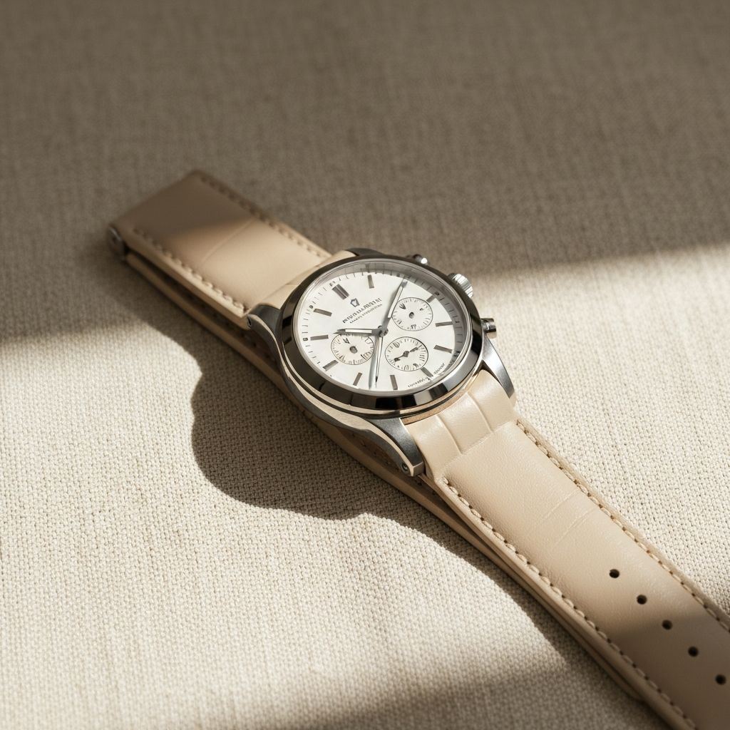 Luxury watch product photography on linen fabric